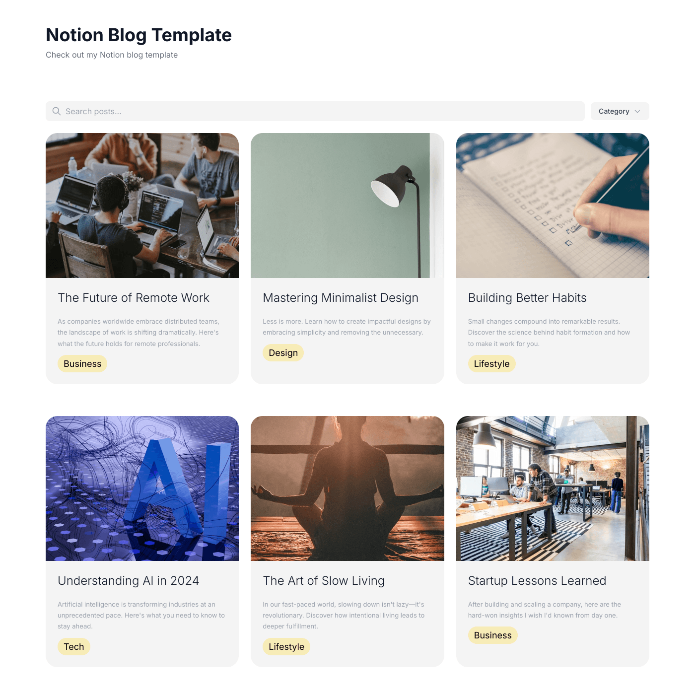 Notion Blog Widget preview 1