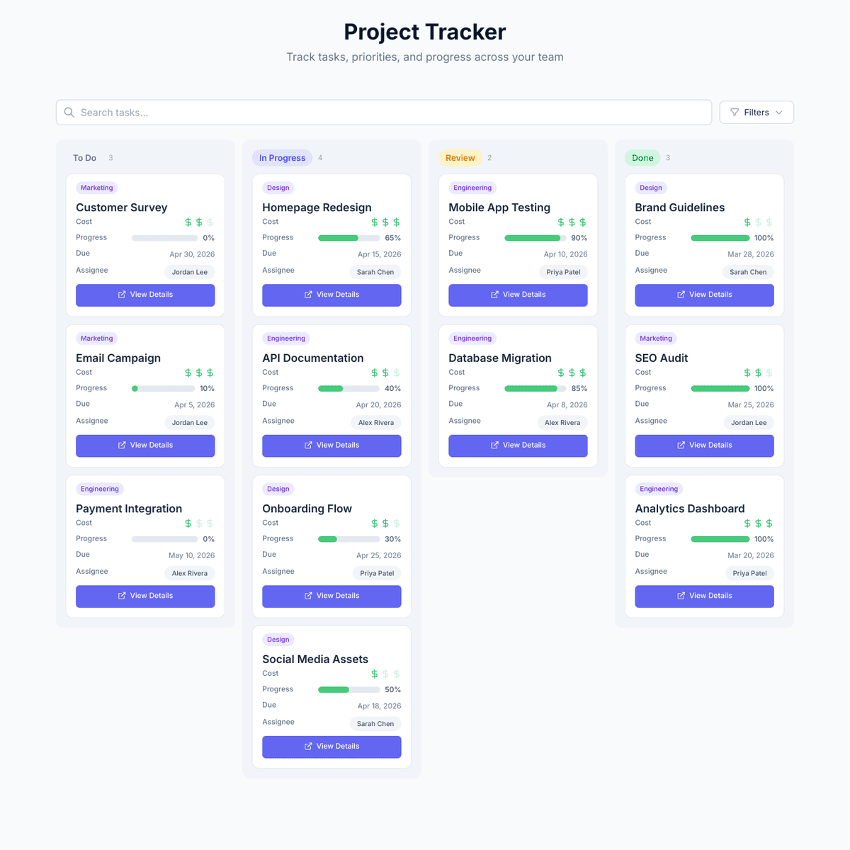 Project Tracker Widget for Any Website | Kanban Board from Airtable or ...